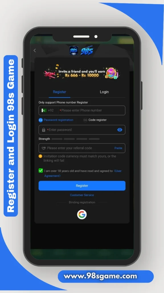 98s Register and Login